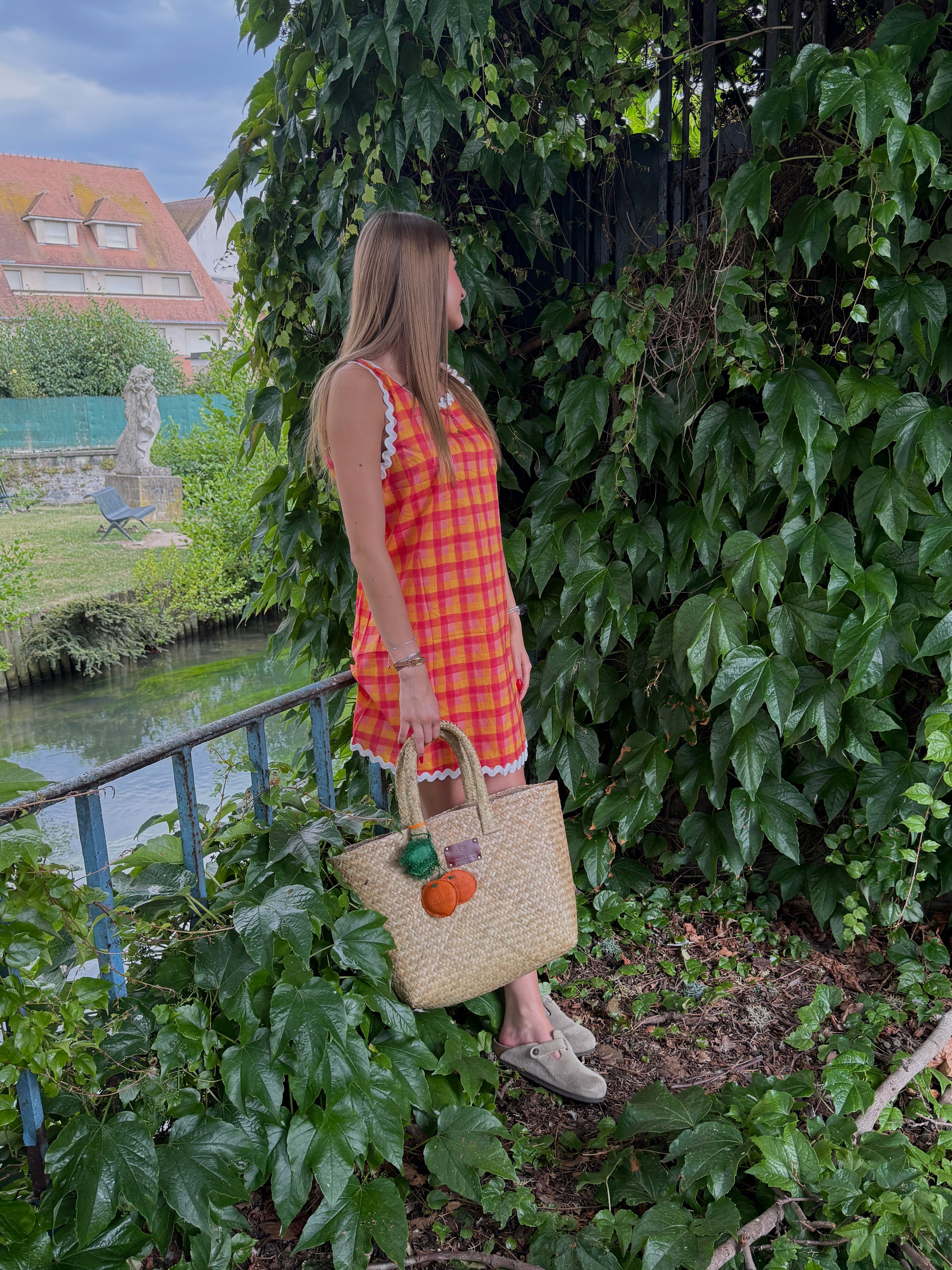 Robe Carreaux Vichy Orange