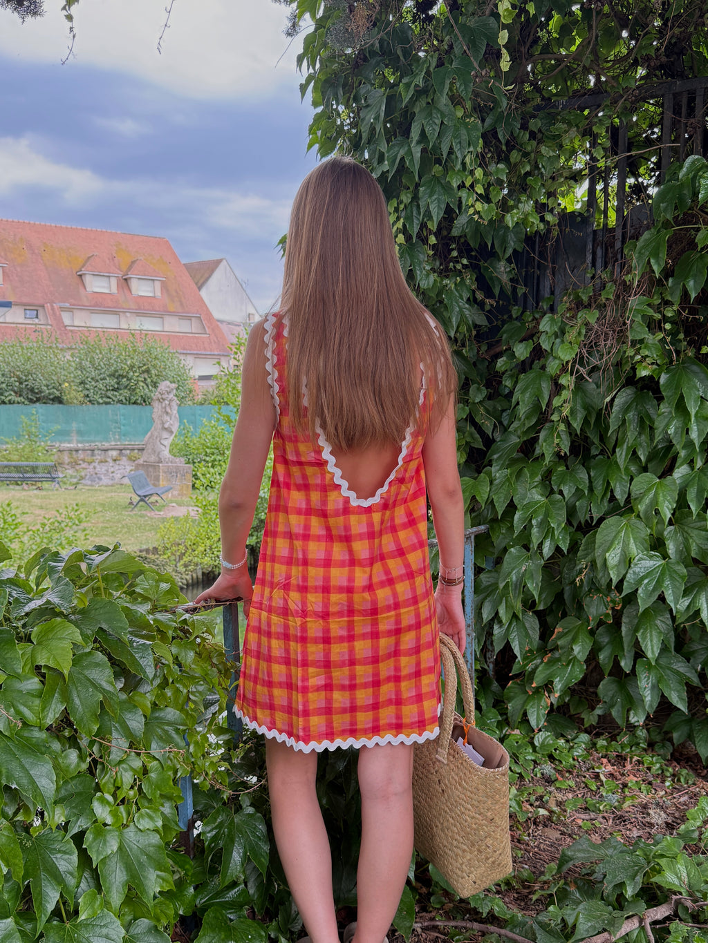 Robe Carreaux Vichy Orange