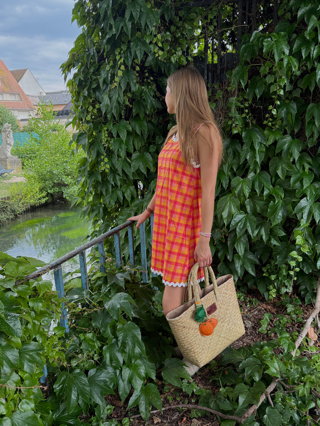 Robe Carreaux Vichy Orange