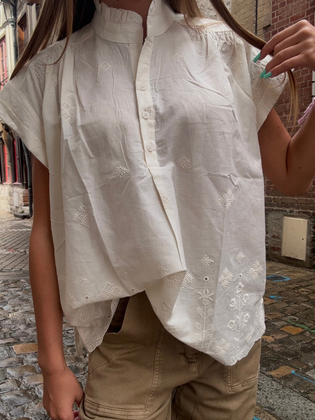 Blouse Broderie Anglaise Beige