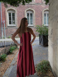 Robe Longue Rayée Bordeaux