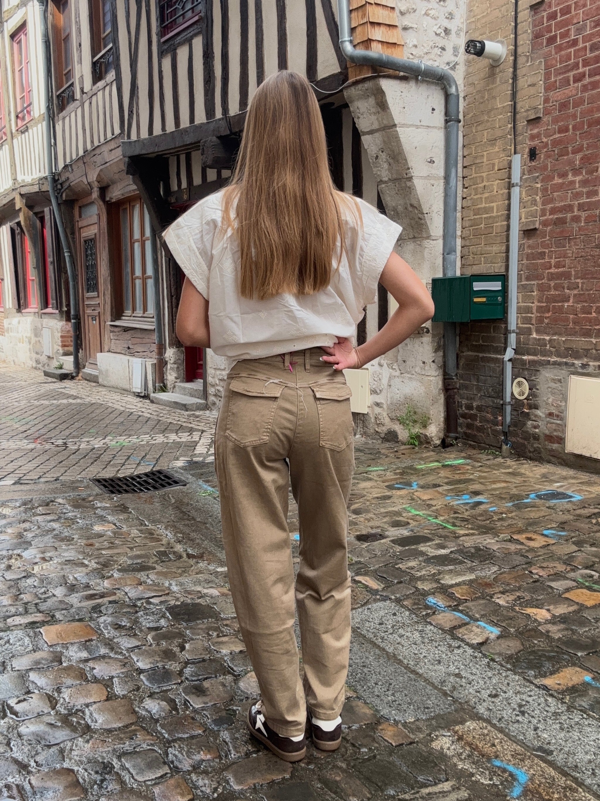 Chemise boule rayures bleu et bordeaux