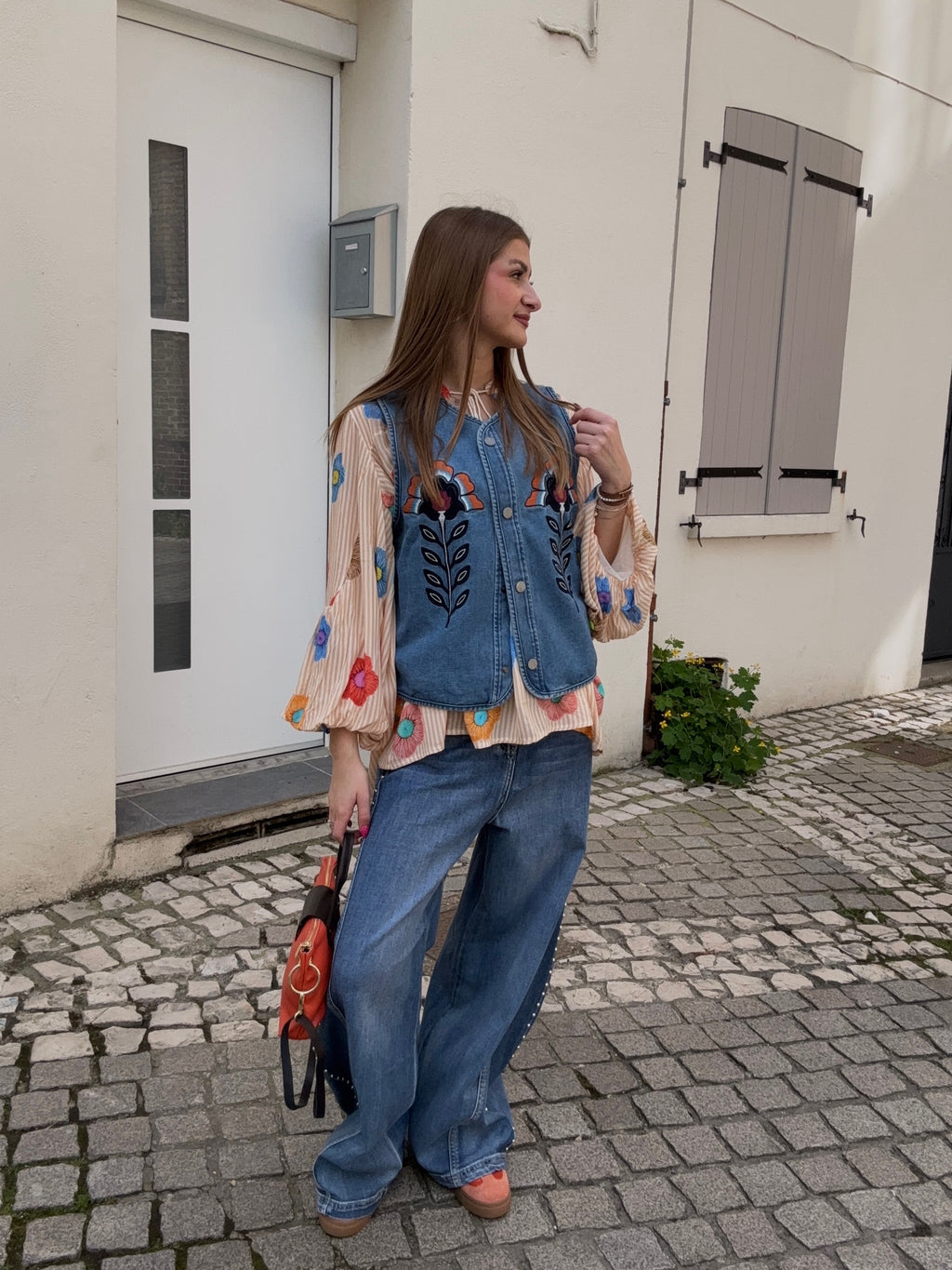 Veste Sans Manches Jean Brodée