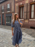 Robe Fleurie Bleu Marine