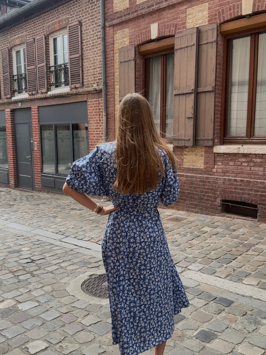 Robe Fleurie Bleu Marine