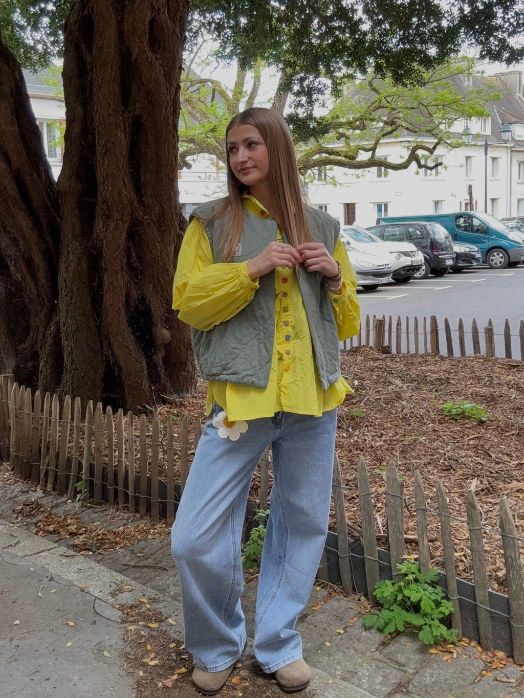 Veste Matelassée Kaki Sans Manches