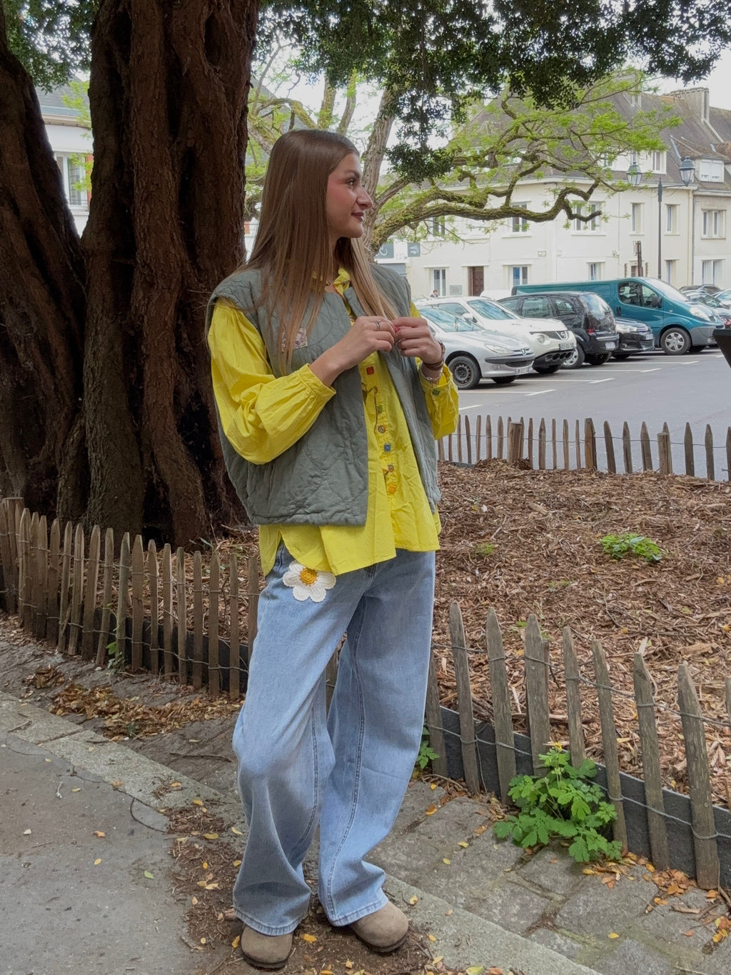 Veste Matelassée Kaki Sans Manches