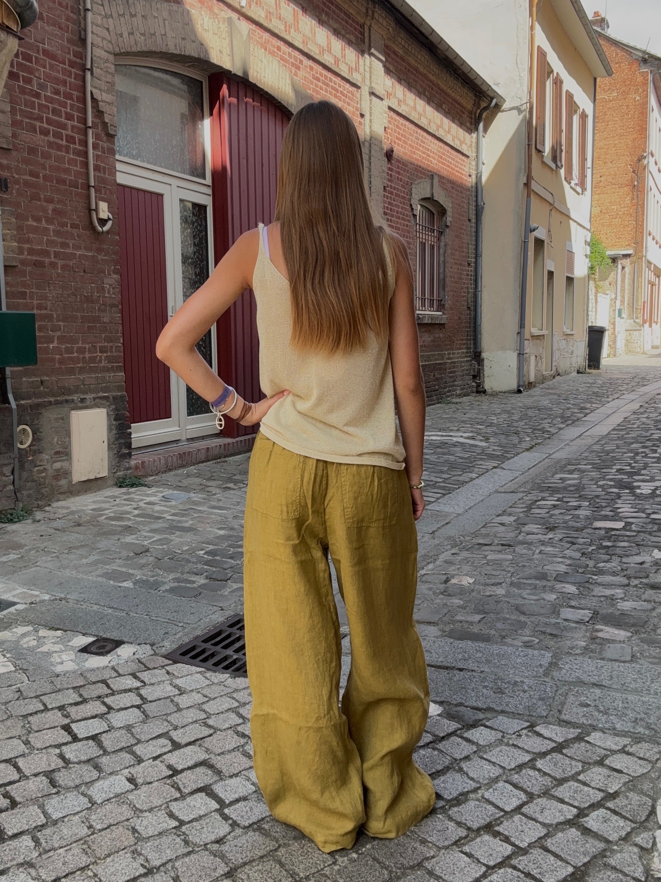Top Doré À Bretelles