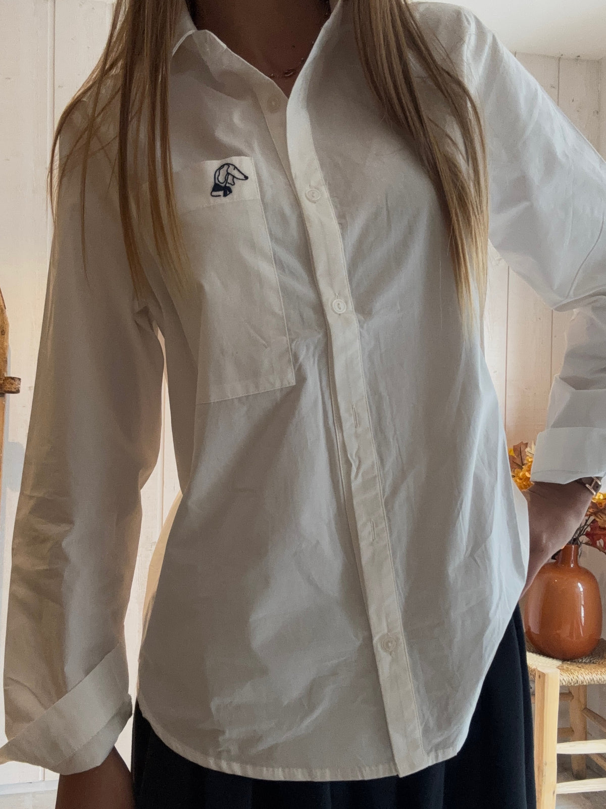 Chemise Blanche Broderie Chien