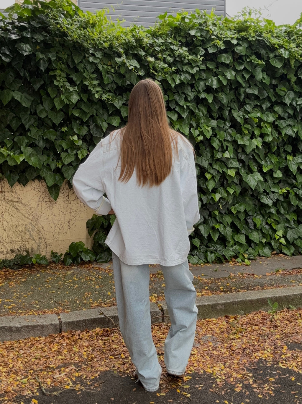 Veste en Jean Oversize Broderies Jaunes