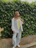 Veste en Jean Oversize Broderies Jaunes
