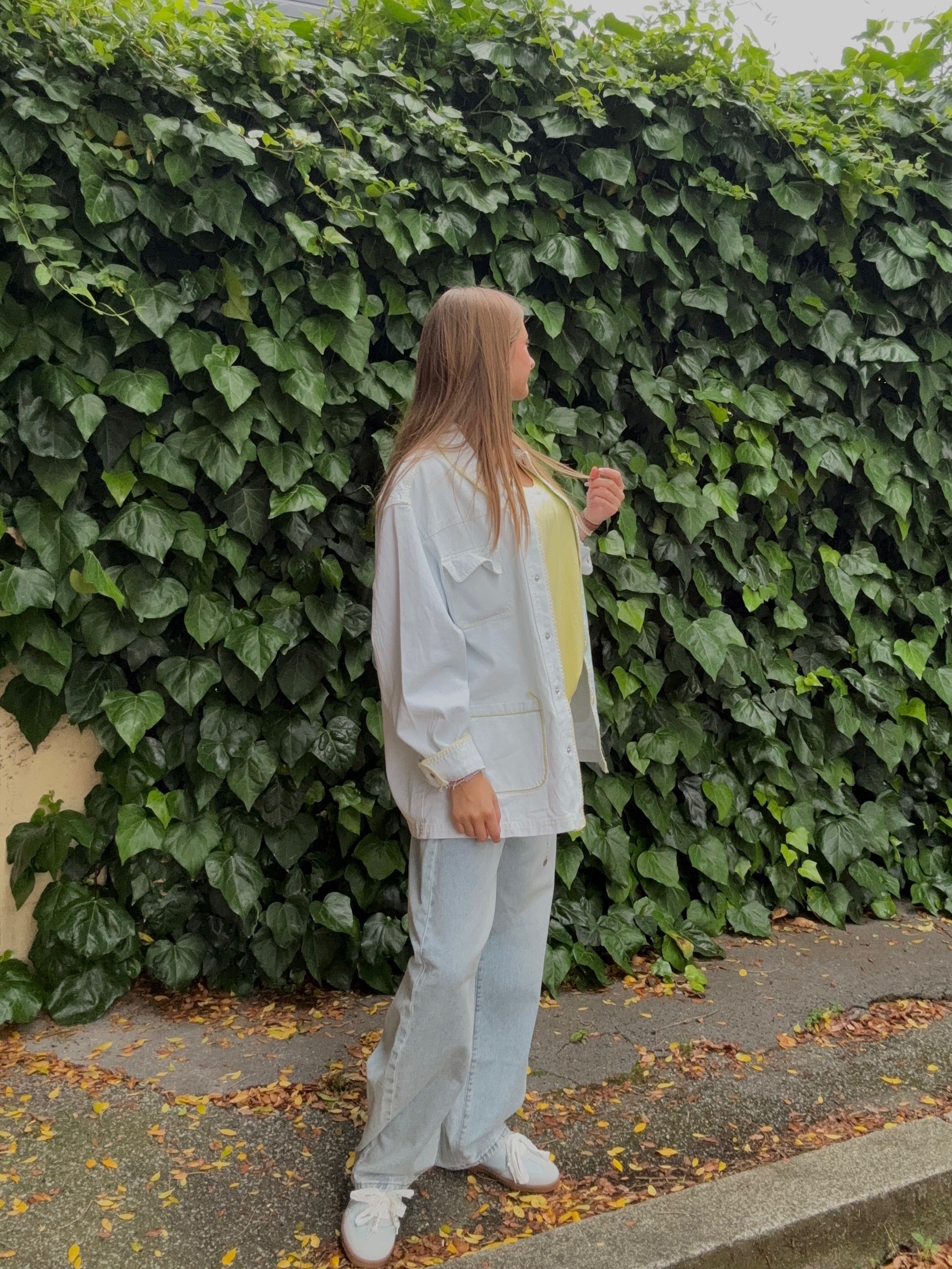 Veste en Jean Oversize Broderies Jaunes