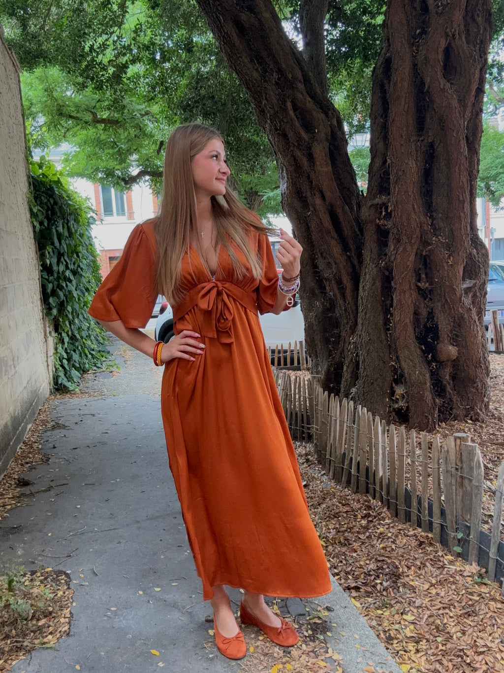 Robe longue à nouer terracotta