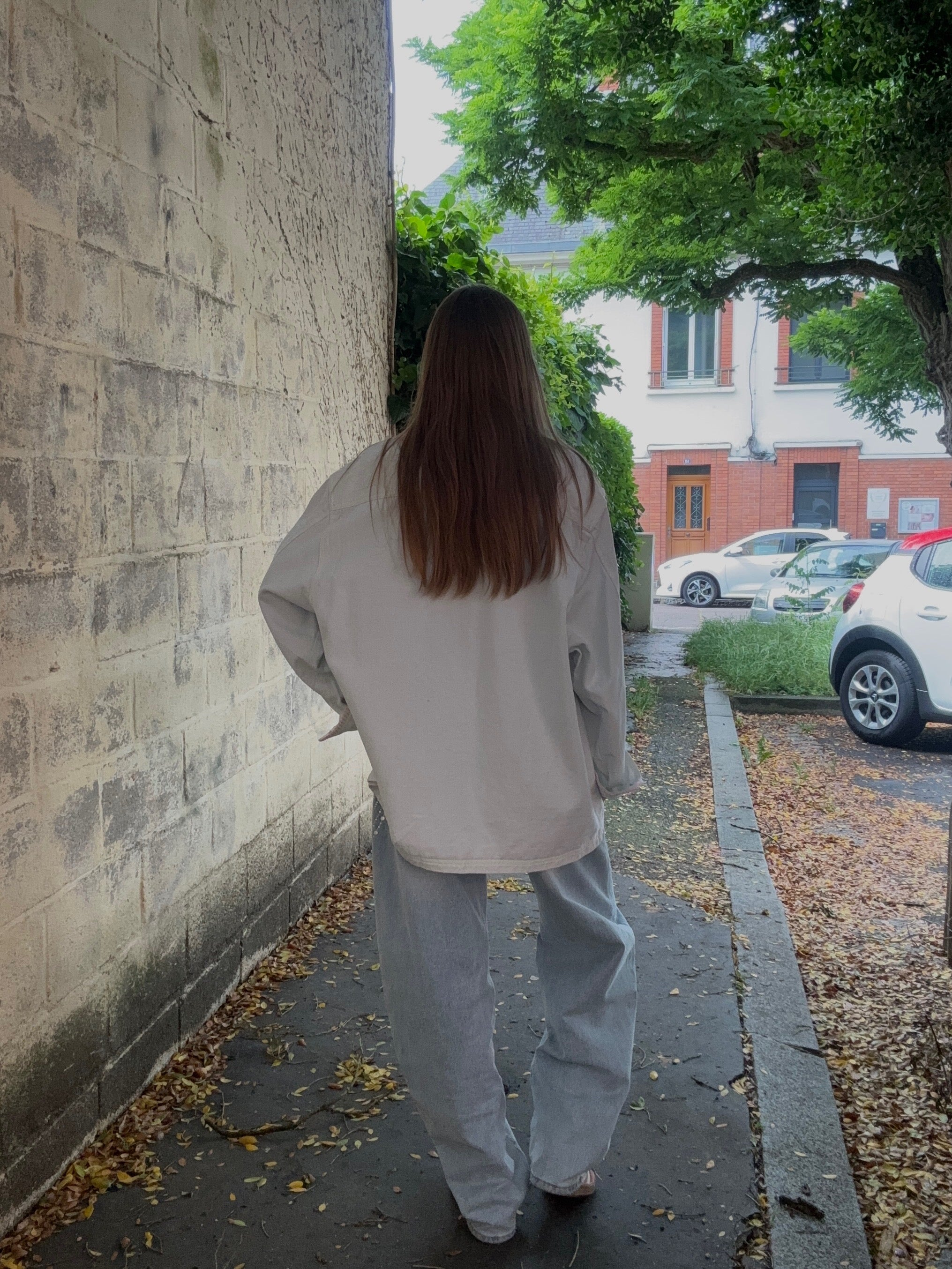 Veste en Jean Oversize Broderies Roses