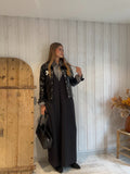 Veste Cuir Noir À Fleurs