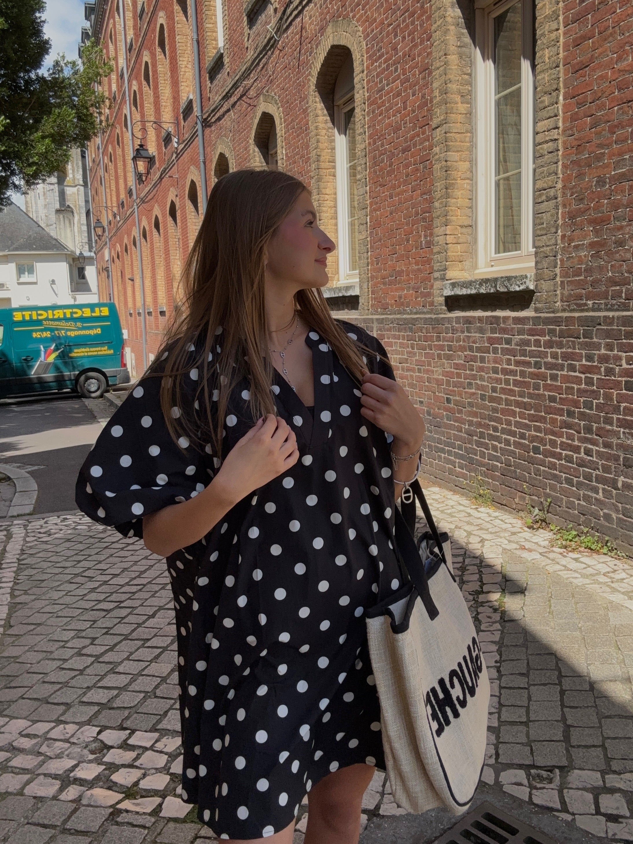 Robe Oversize Pois – Noir & Blanc