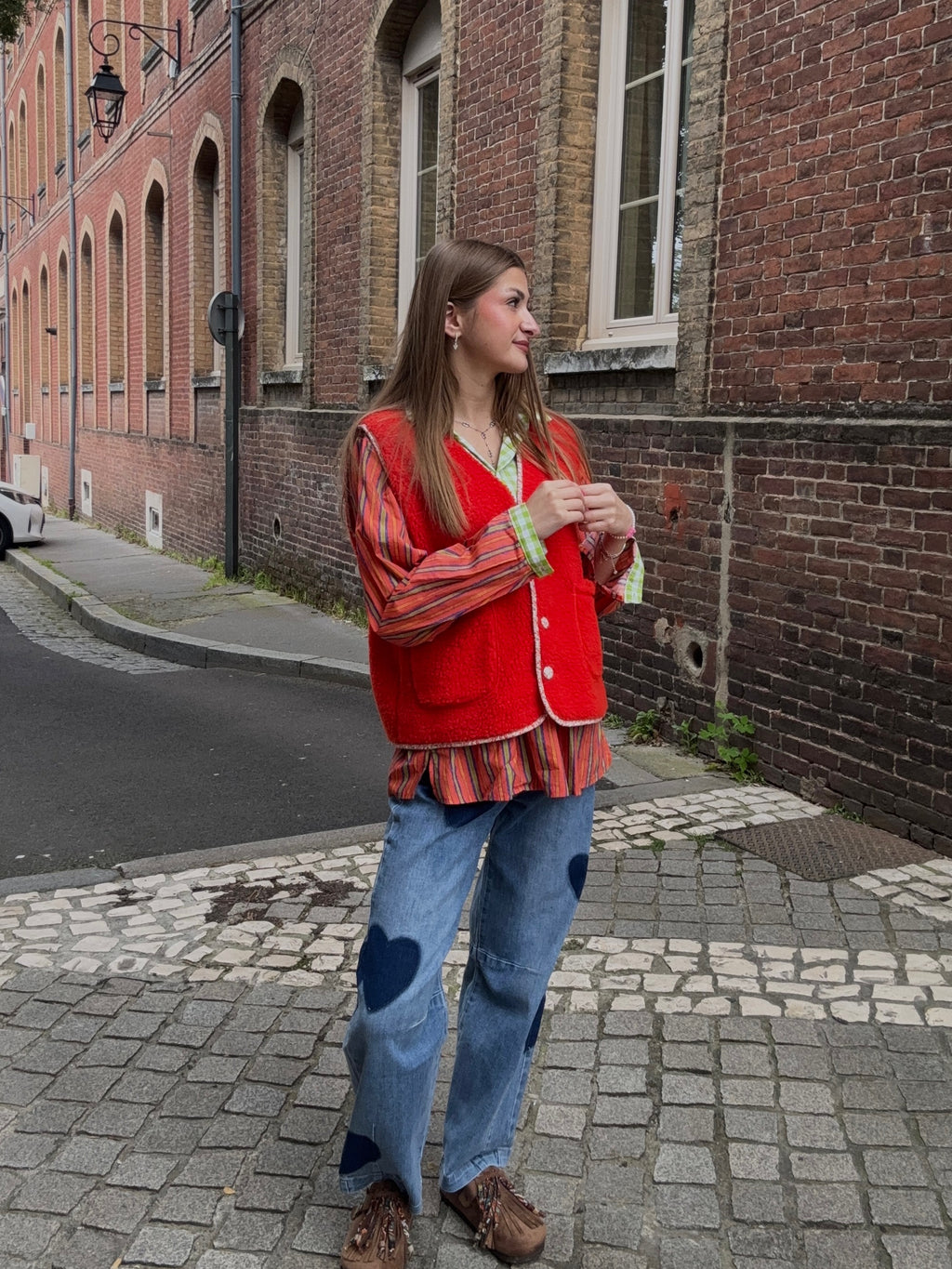 Blouse Rayée Multicolore Col Carreaux