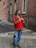 Blouse Rayée Multicolore Col Carreaux