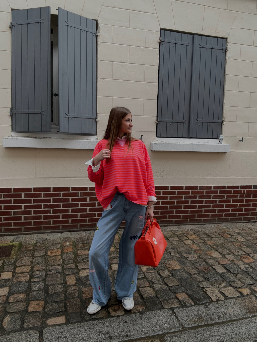 👖 Jean large décoré — « Denim Love »