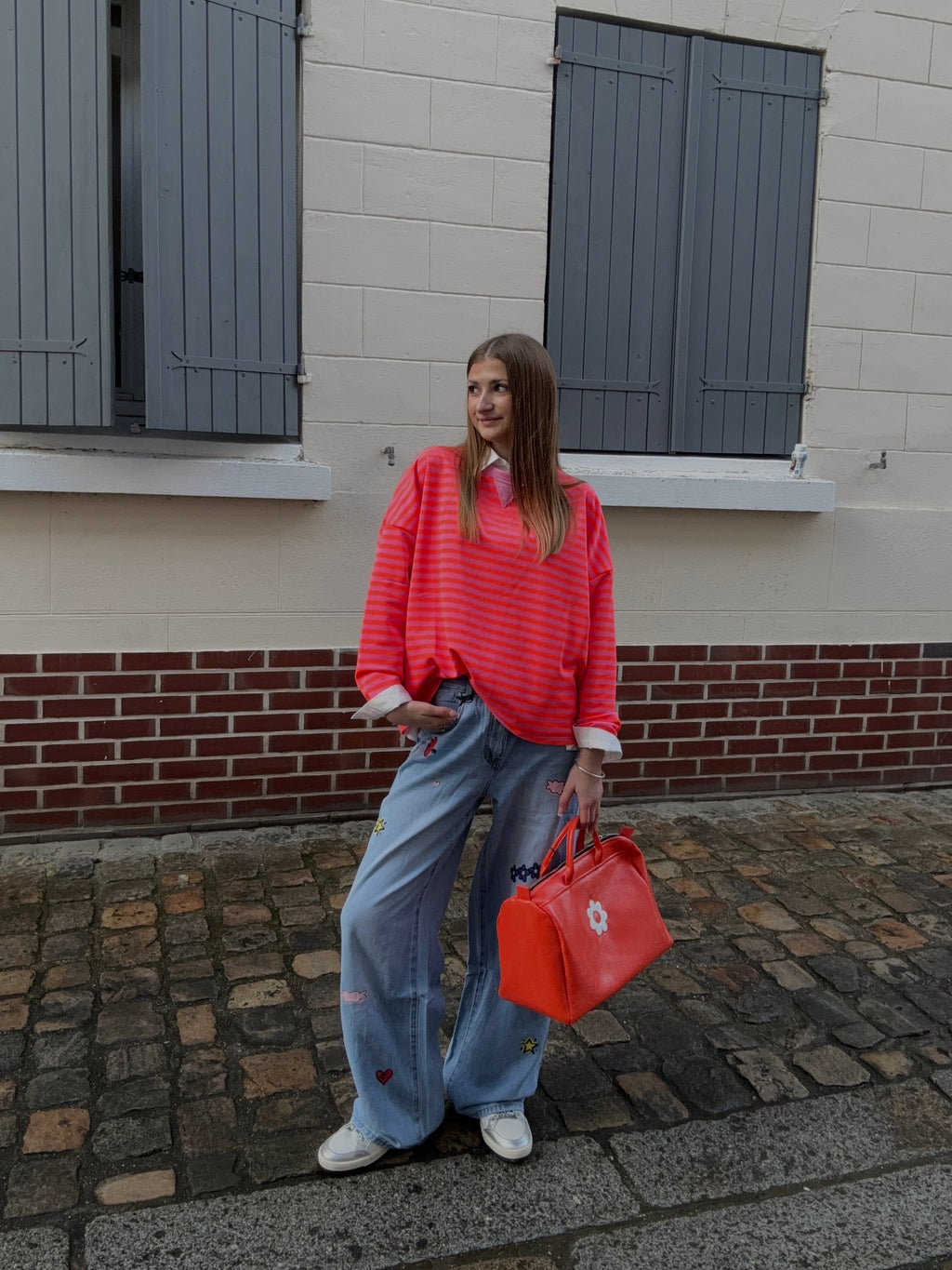 👖 Jean large décoré — « Denim Love »