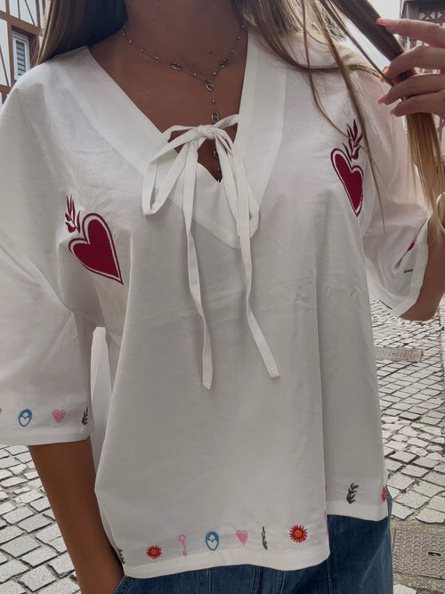 Blouse Blanche Brodée