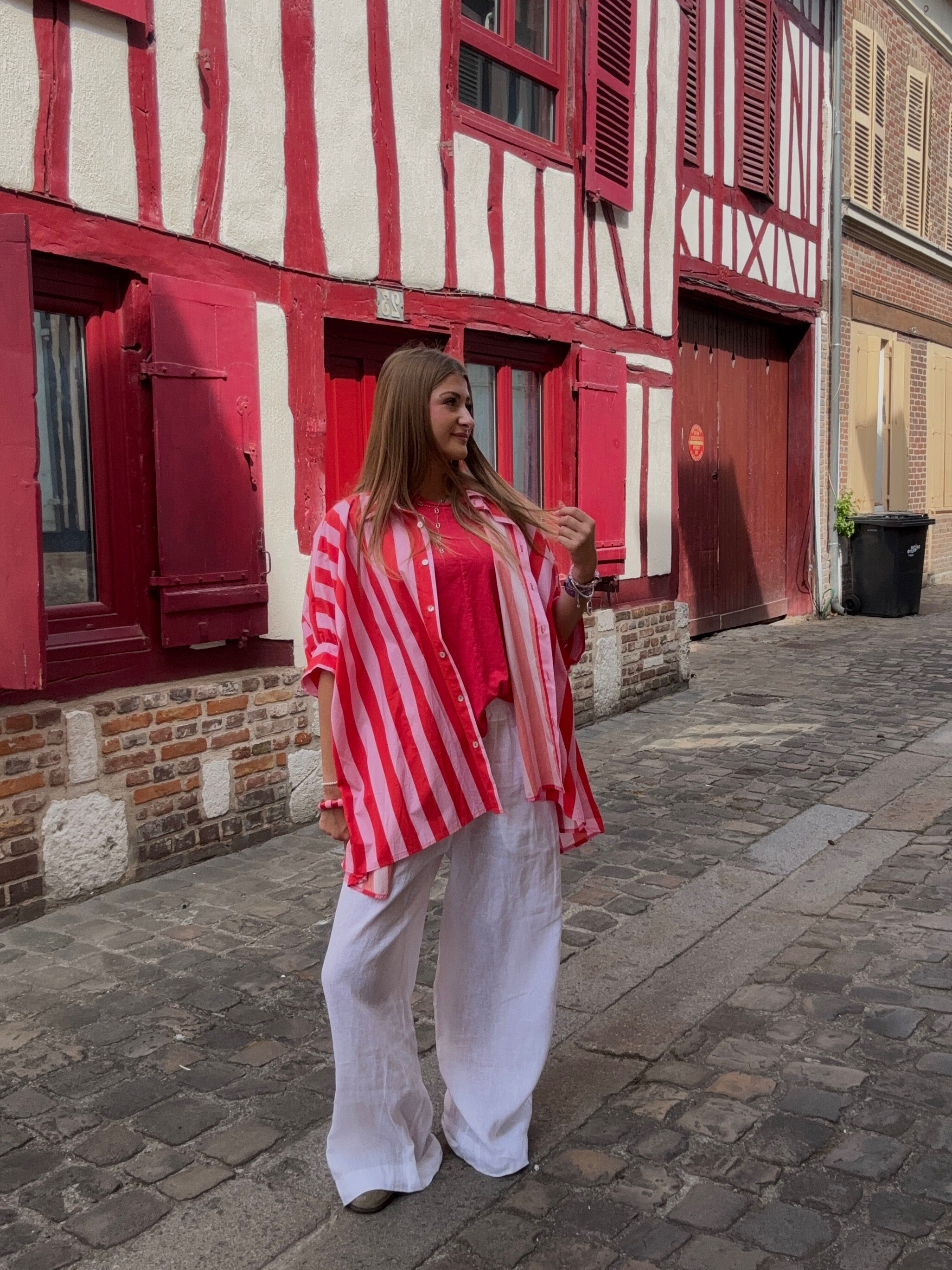 T-shirt Rouge Froncé