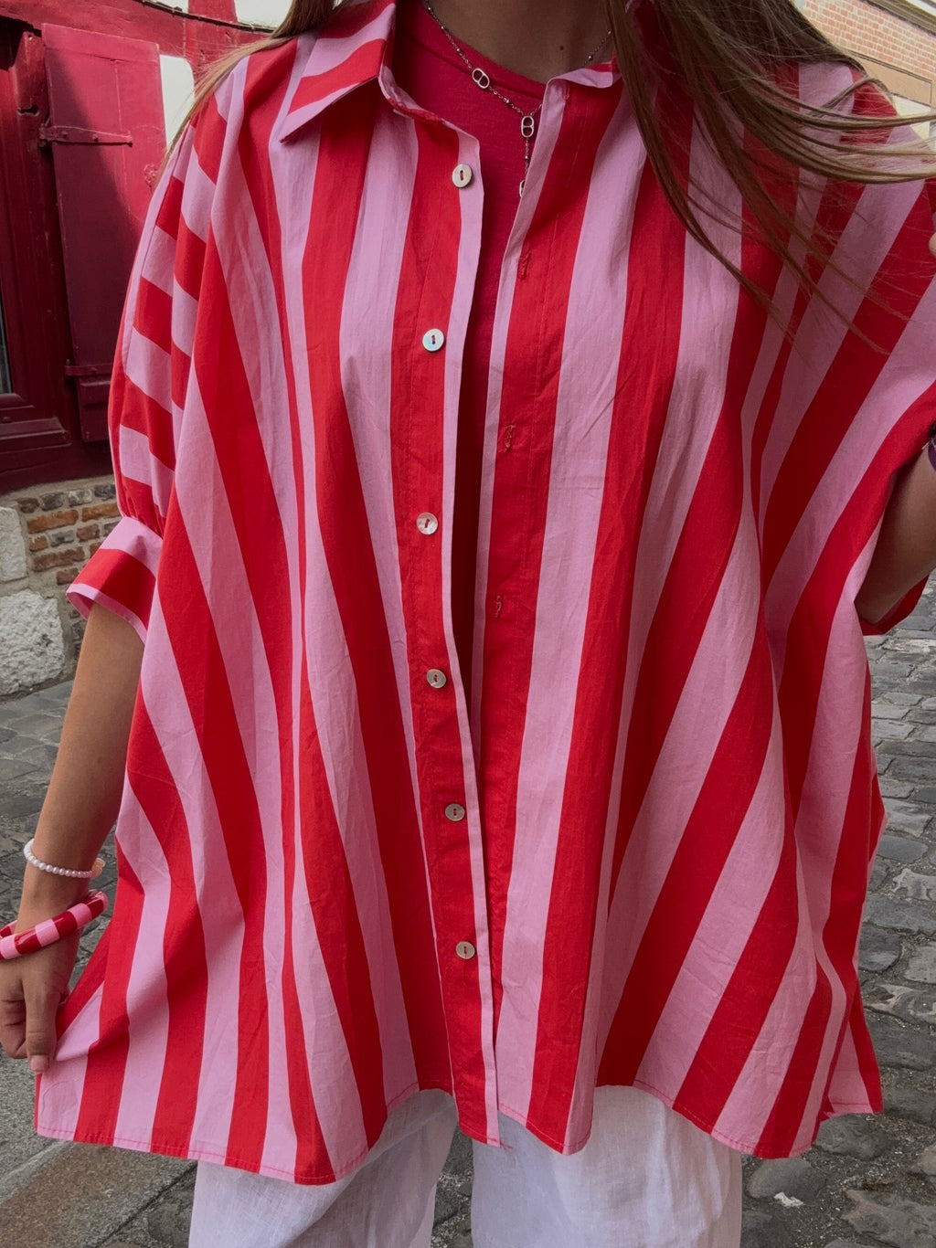 Chemise Rayée Rouge & Rose