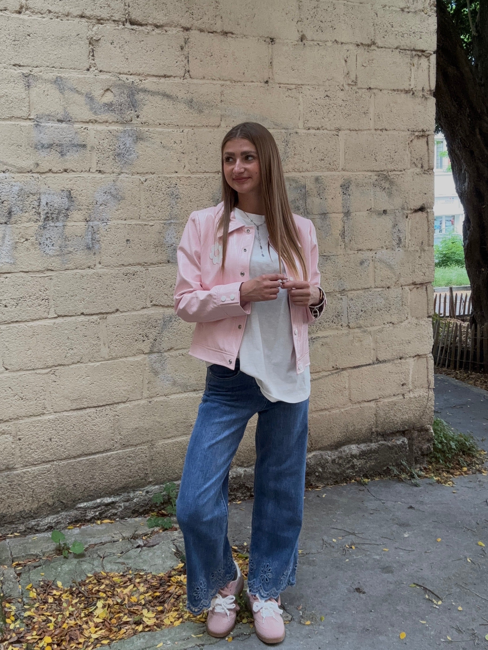 Veste Rose Poudré Florale