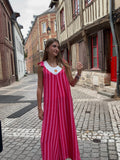 Combinaison Rayée Rose Rouge & Fuchsia