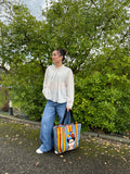 Sac Cabas Frida Kahlo Rayé Multicolore