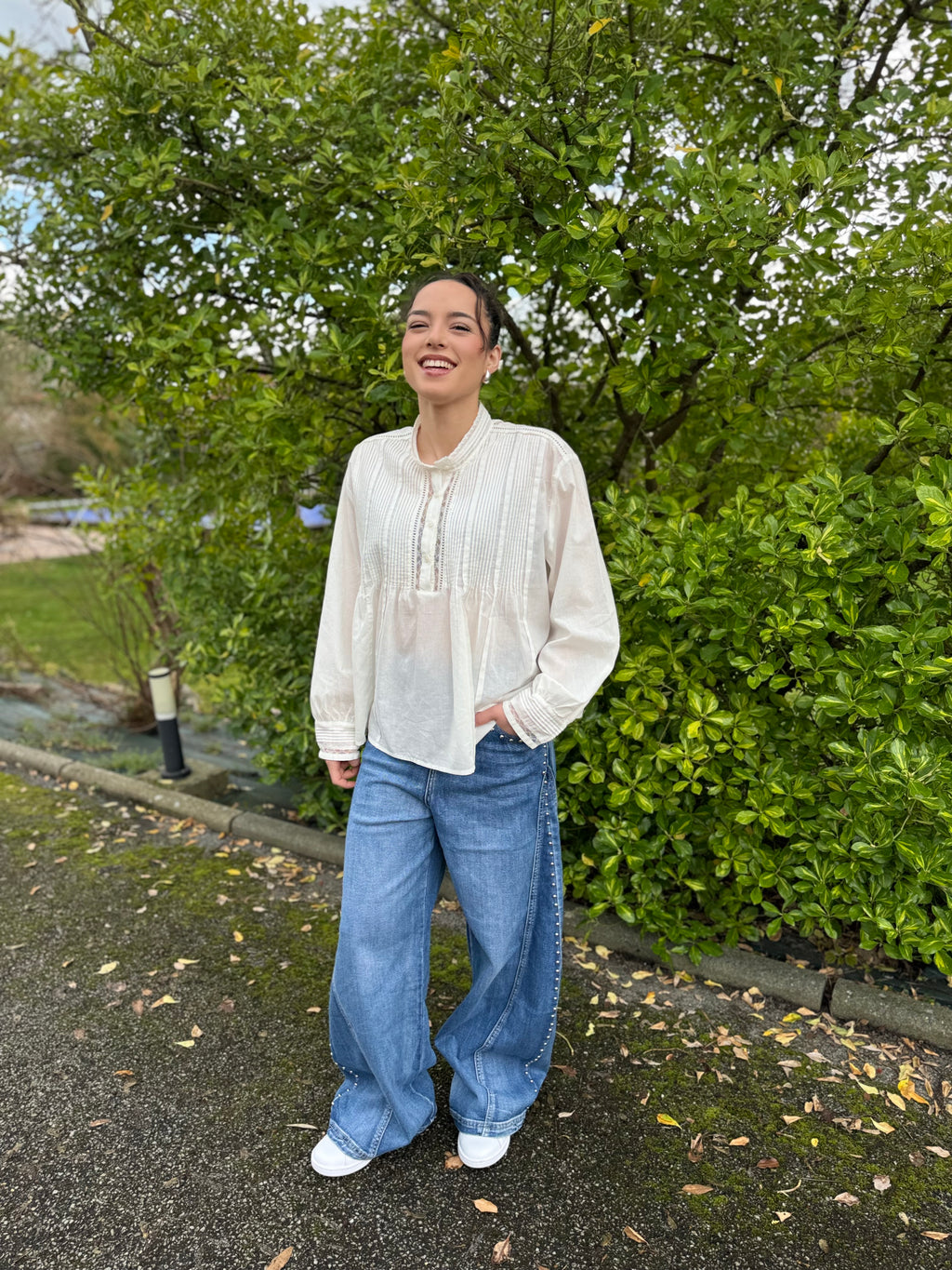 Blouse Blanche Plissée Romantique