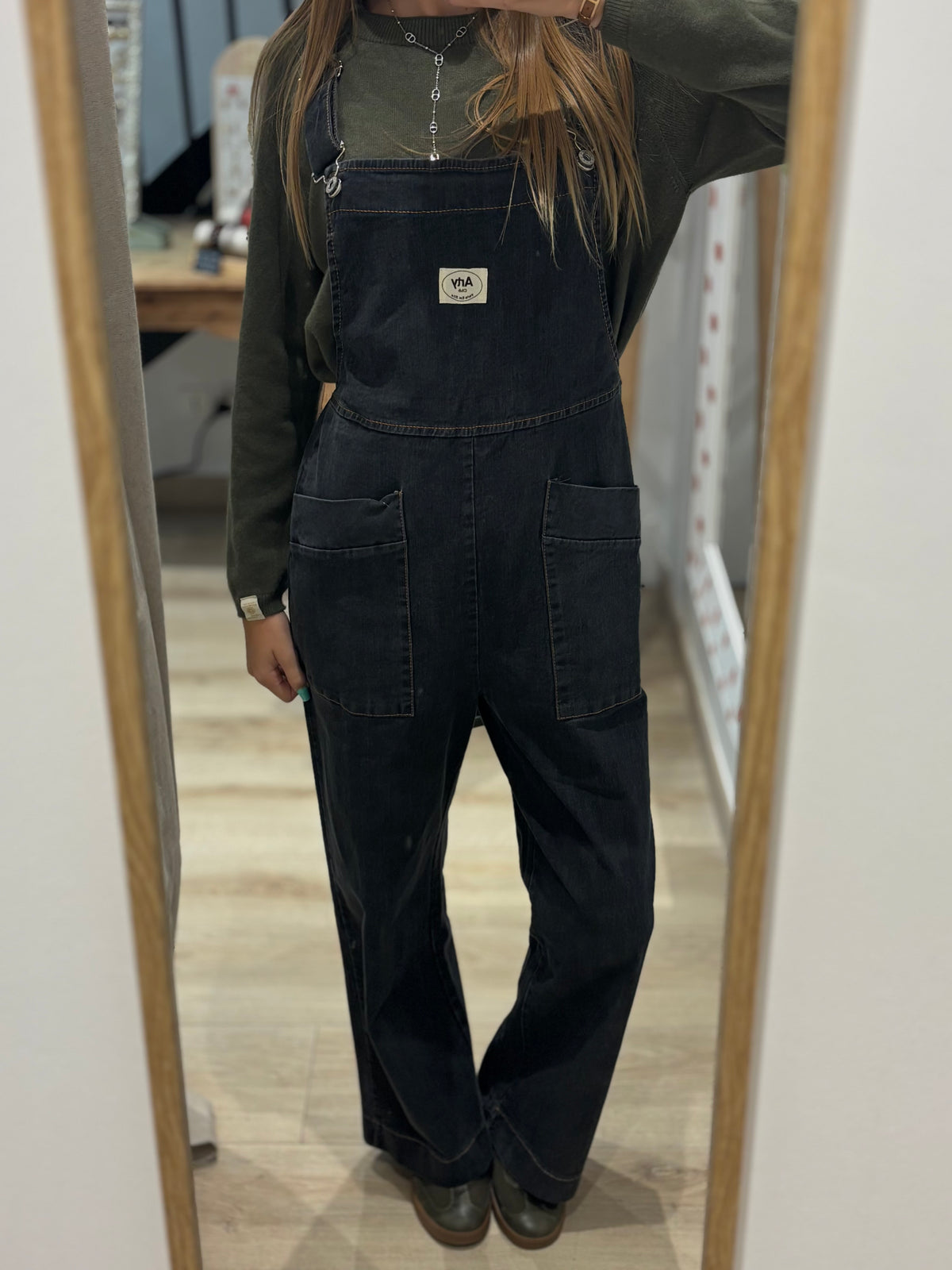 Combinaison salopette en jean gris anthracite