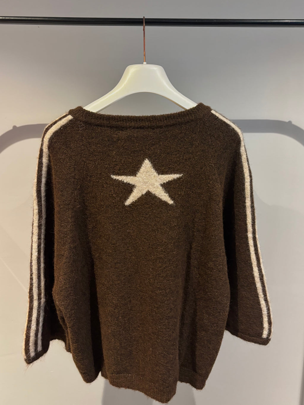 Pull étoile marron chocolat et écru