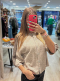 Pull étoile beige chiné et marron