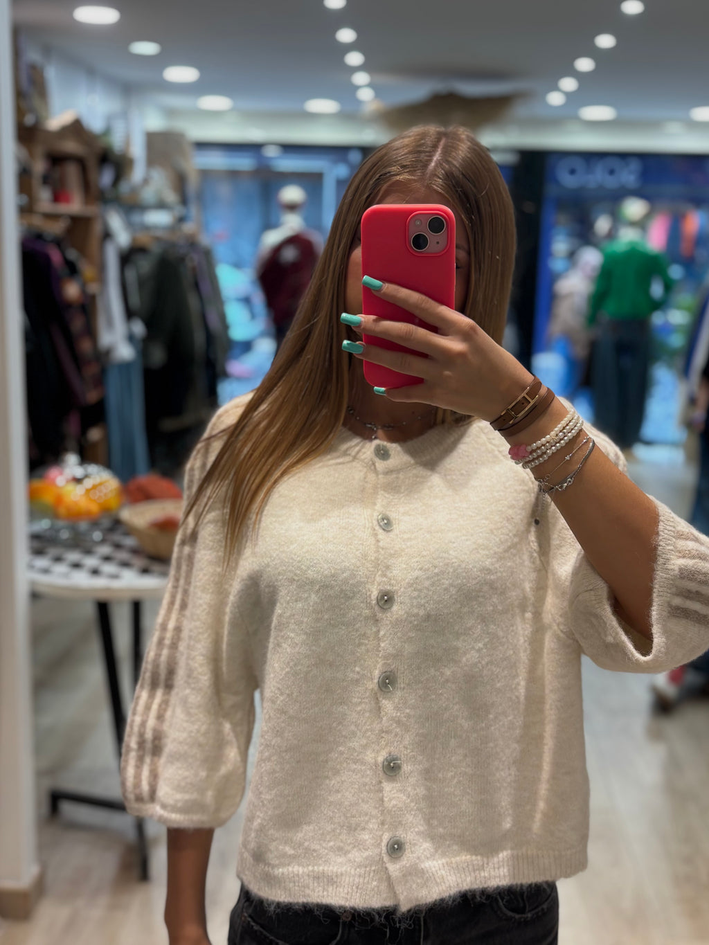 Pull étoile écru et taupe