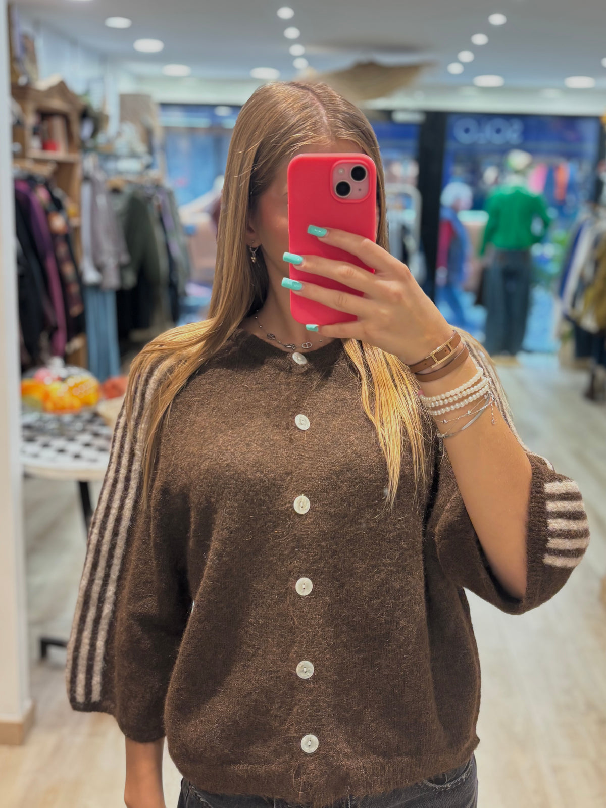 Pull étoile marron chocolat et écru