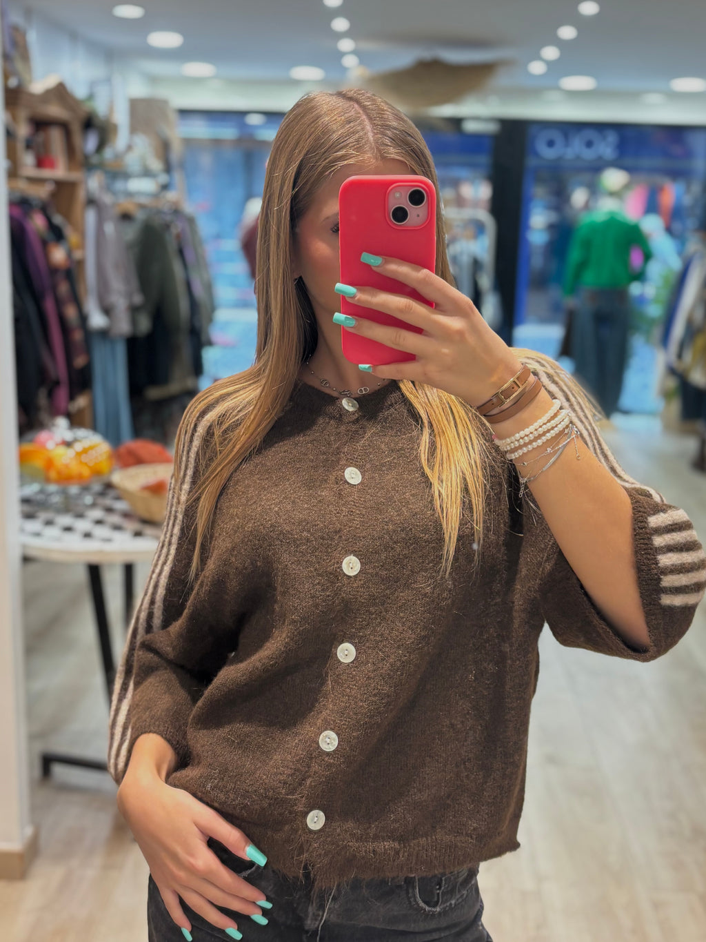 Pull étoile marron chocolat et écru