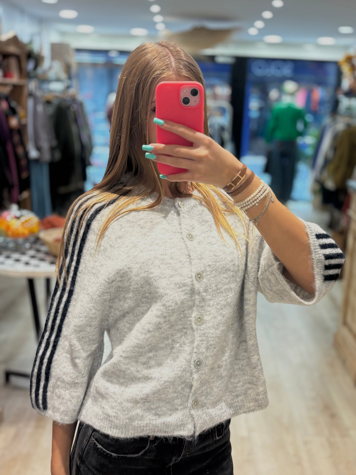Pull étoile gris chiné et bleu foncé