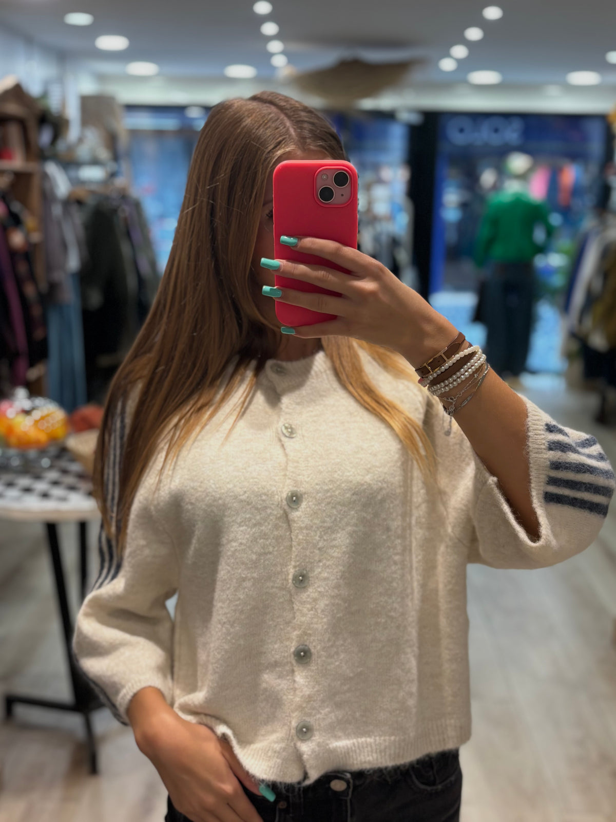 Pull étoile écru et bleu