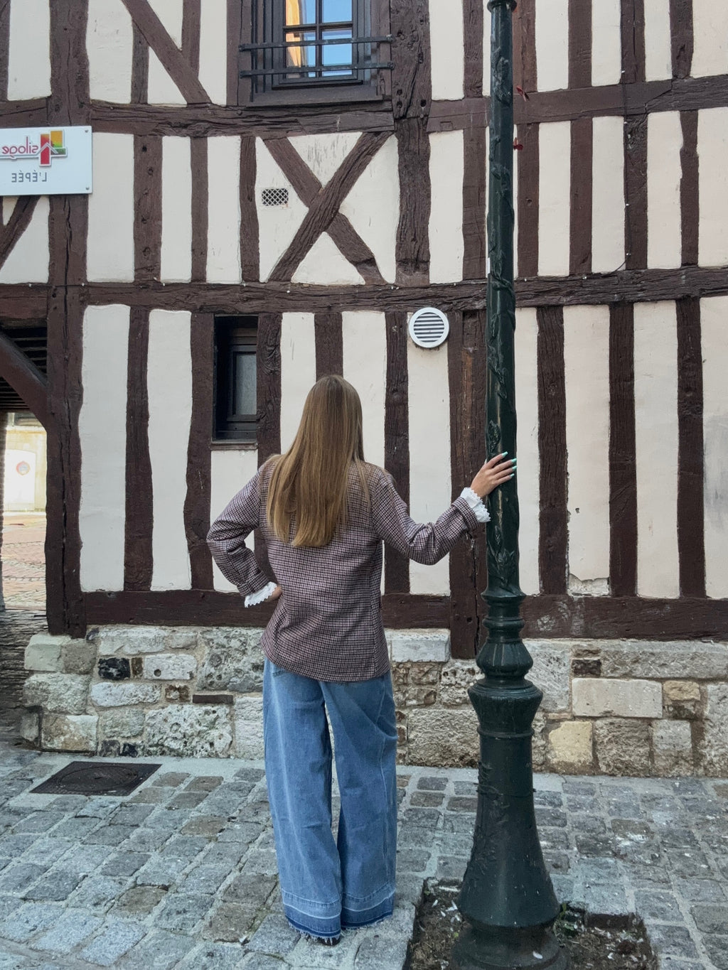 Veste blazer à carreaux et écussons
