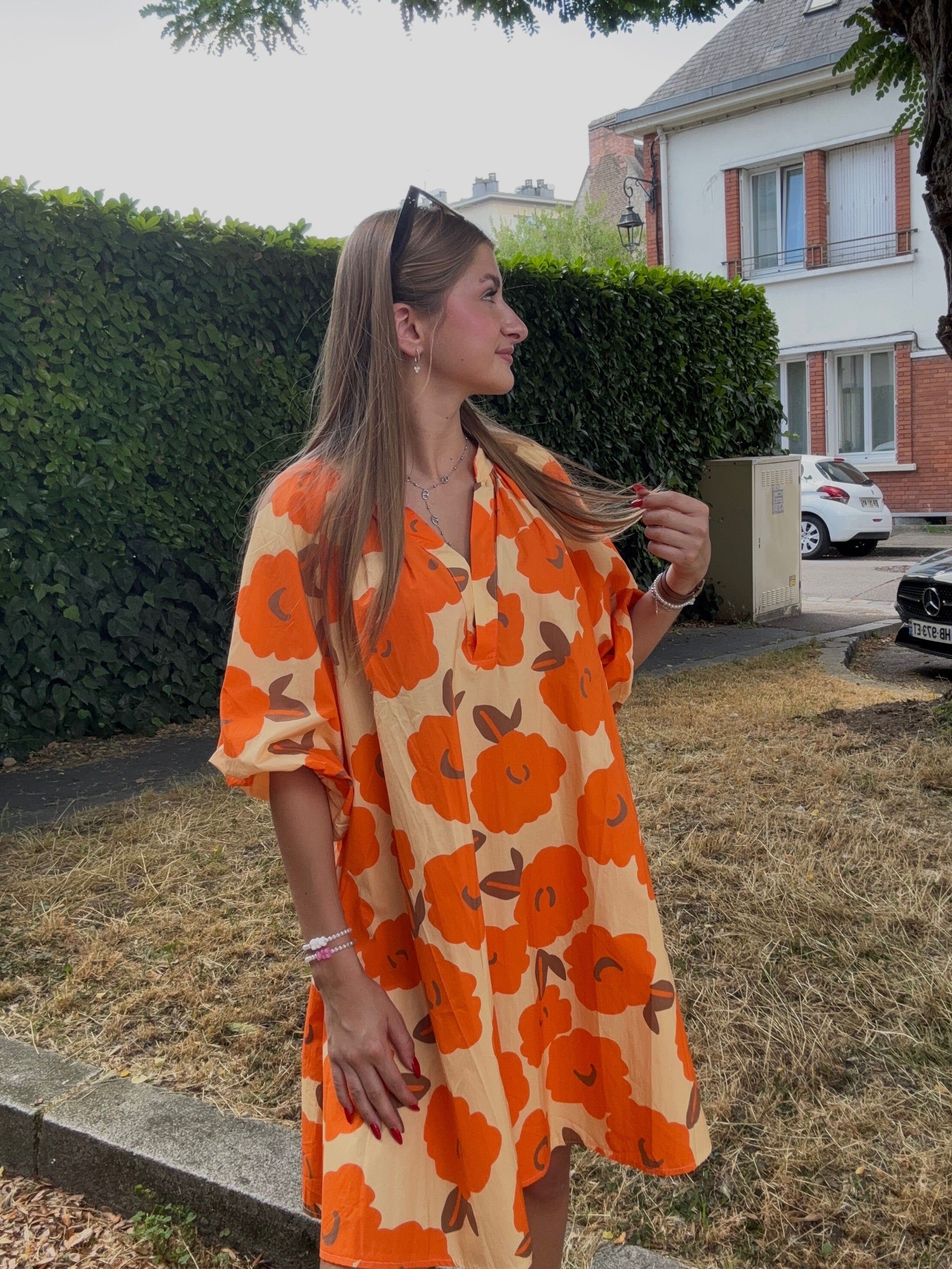 Robe Fleurie Orange