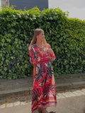 Robe Longue Imprimé Tropical Corail