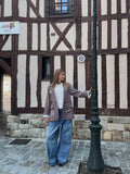 Veste blazer à carreaux et écussons