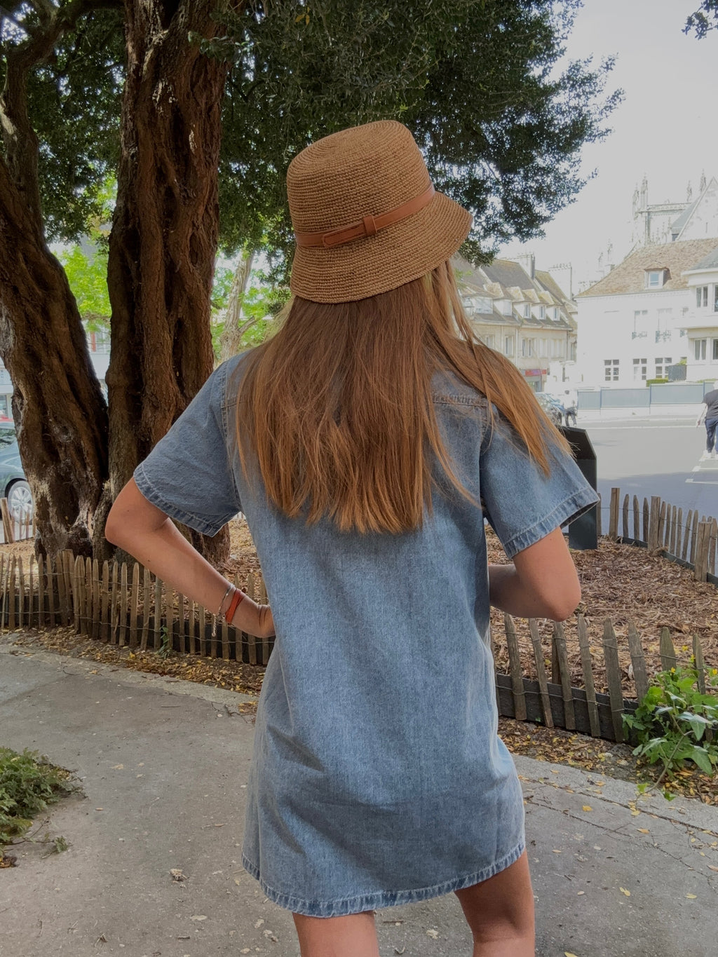 Robe Denim Poches Plaquées