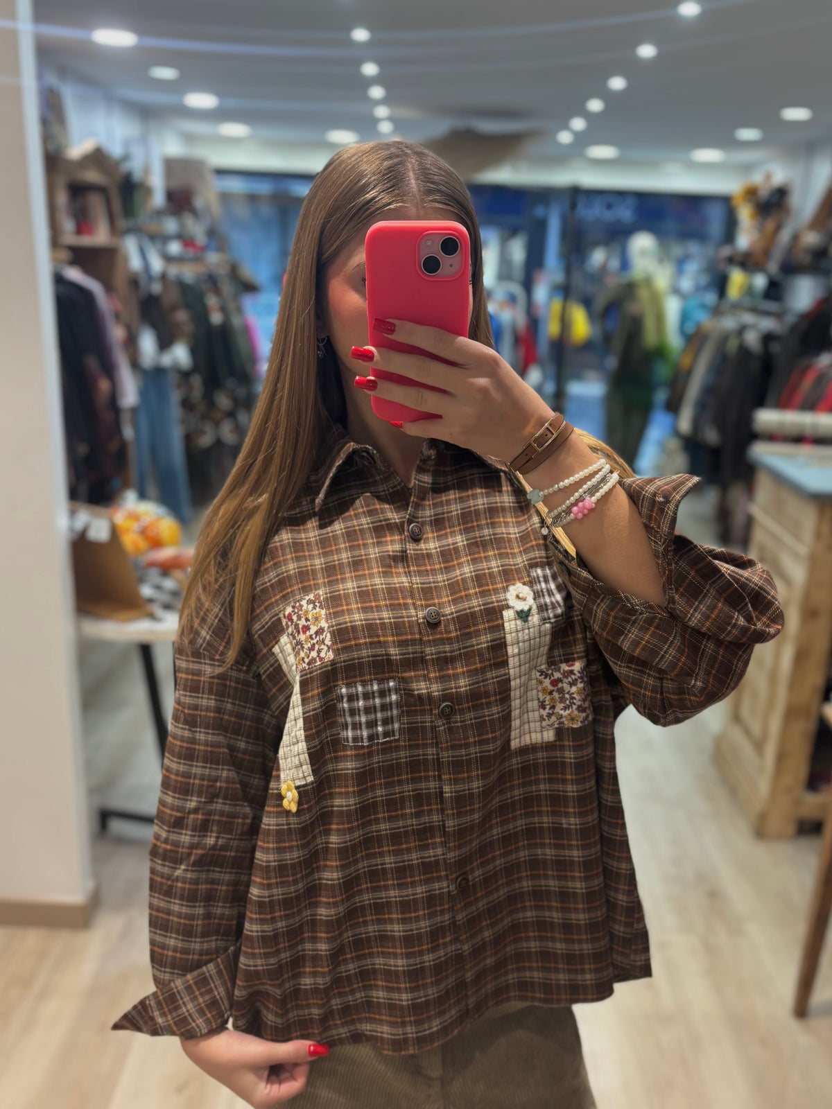 Chemise à carreaux avec détails patchwork