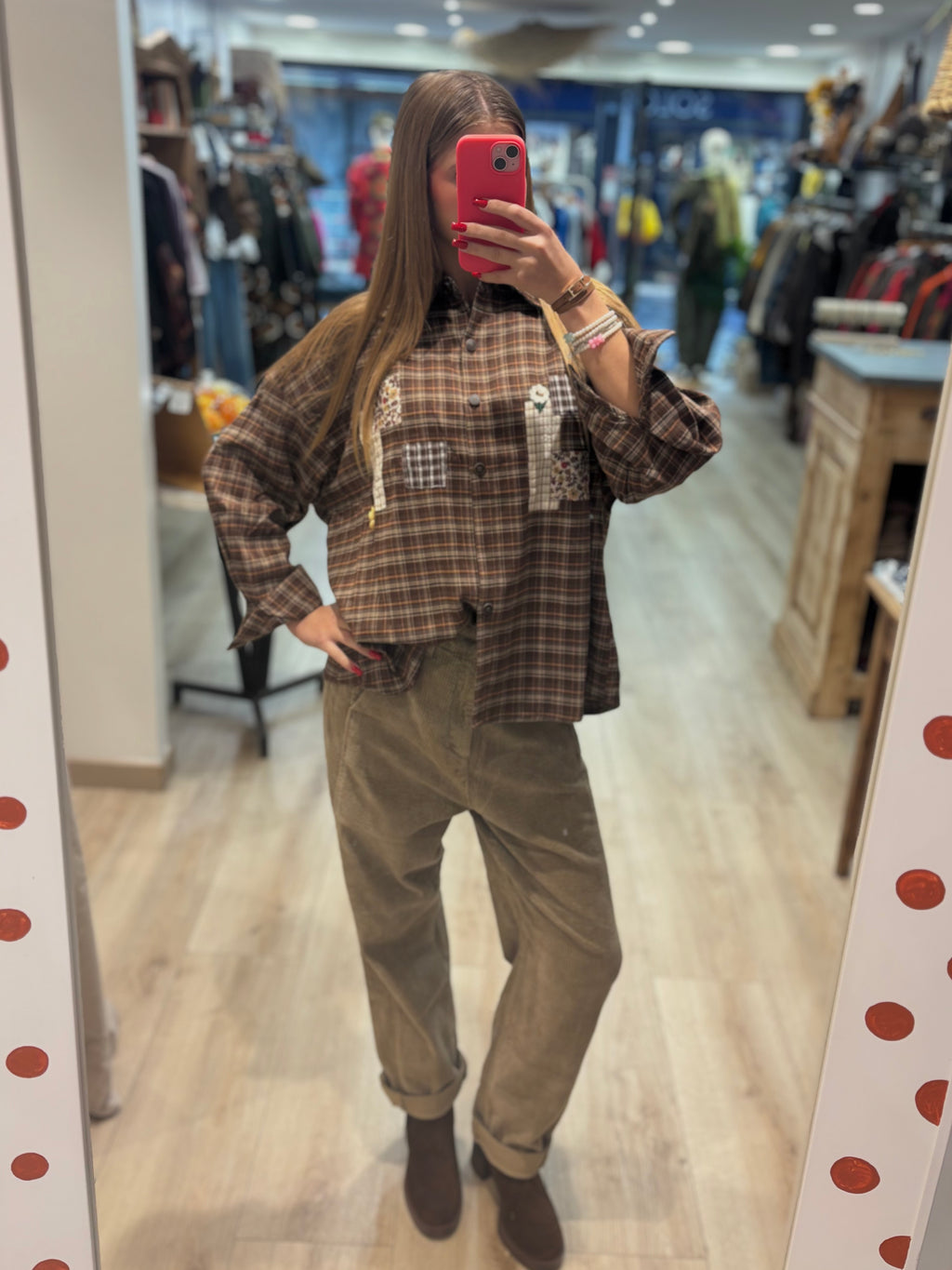 Chemise à carreaux avec détails patchwork