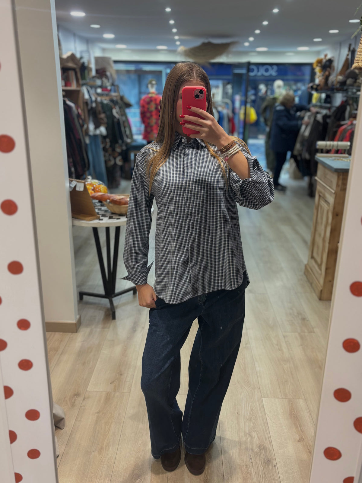 Chemise à petits carreaux style vichy