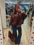 Veste bordeaux zippée avec poches à rabat