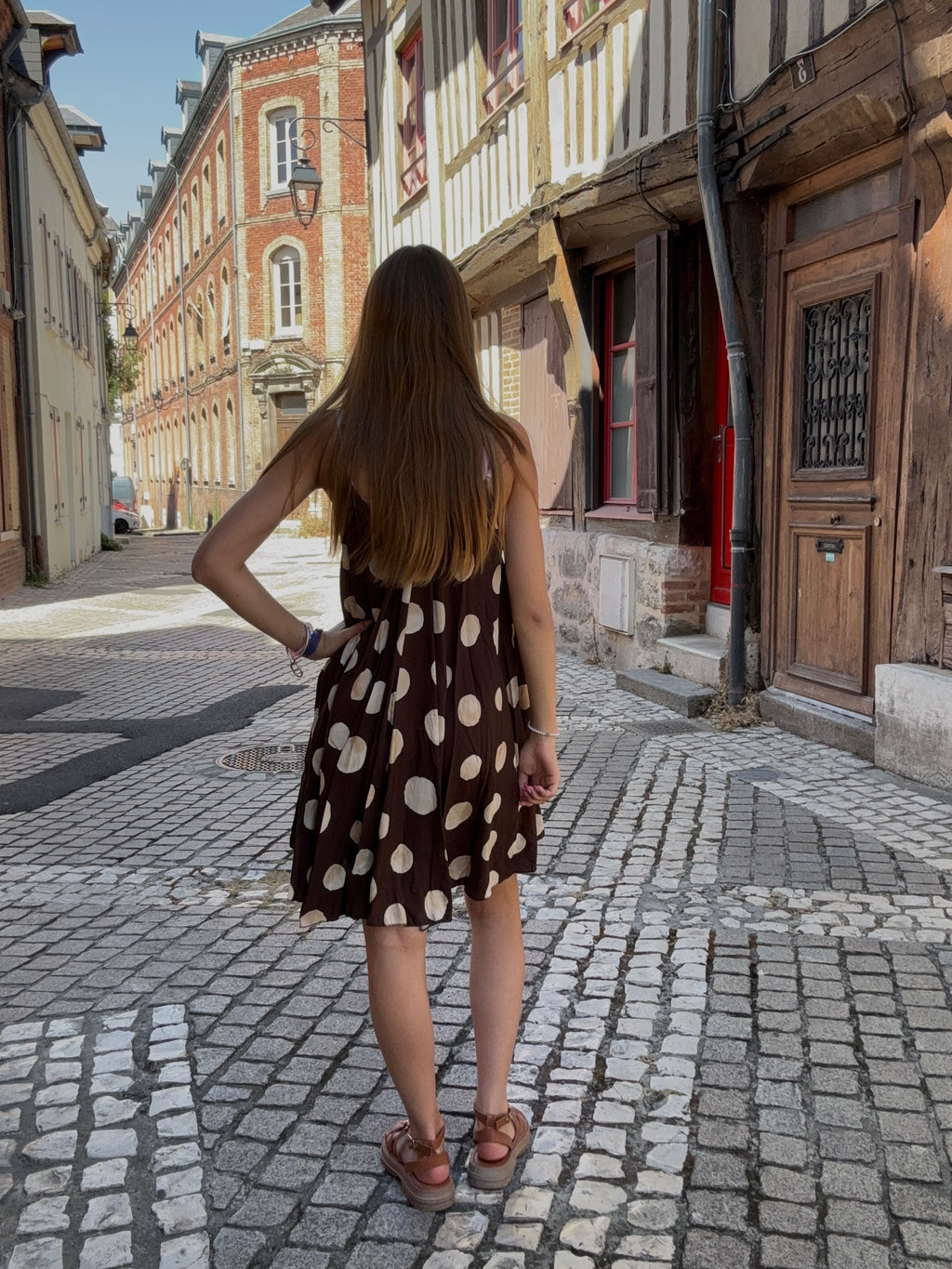 Robe Courte Chocolat à Pois Crème – Bohème & Gourmande