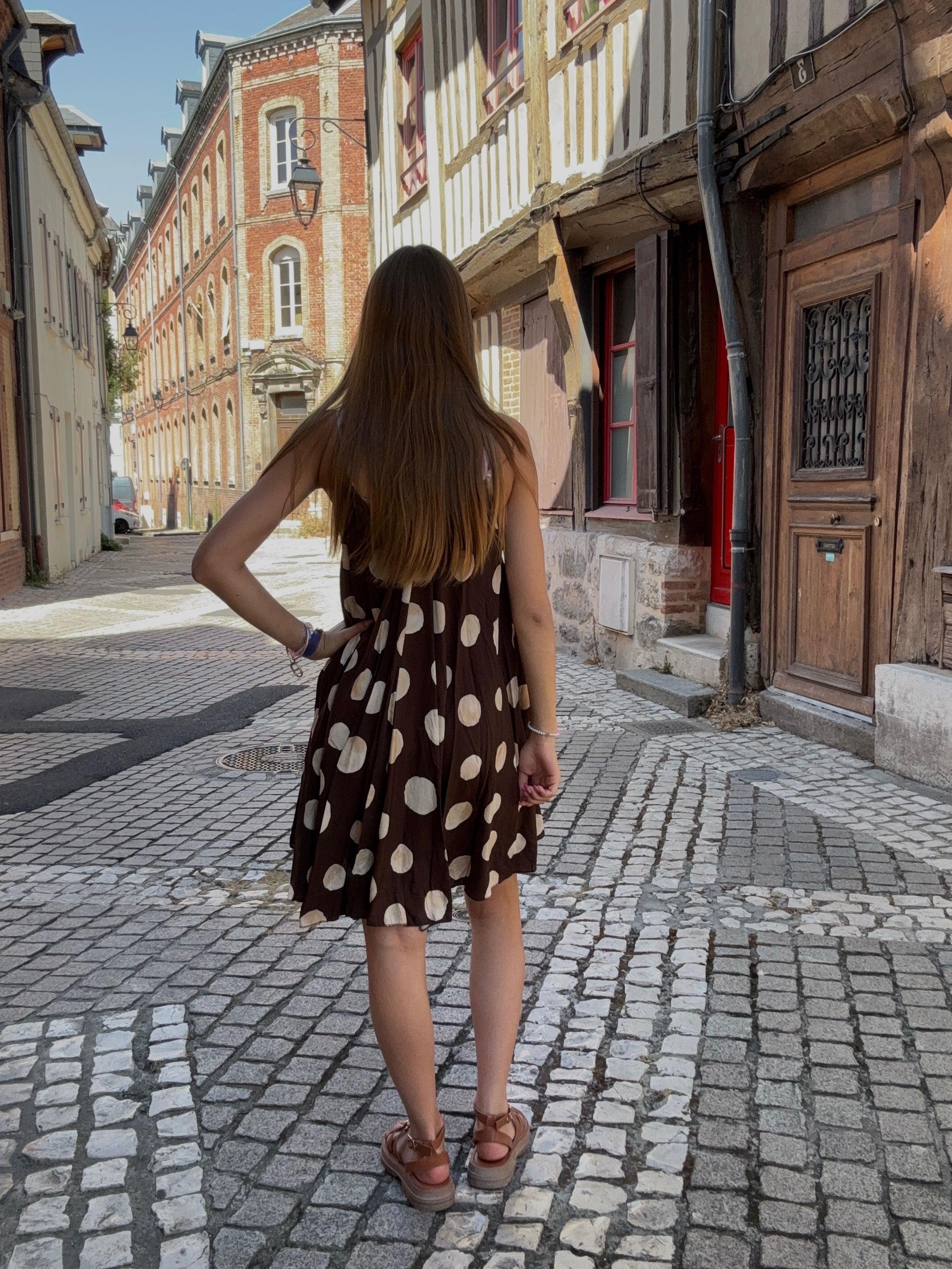 Robe Courte Chocolat à Pois Crème – Bohème & Gourmande